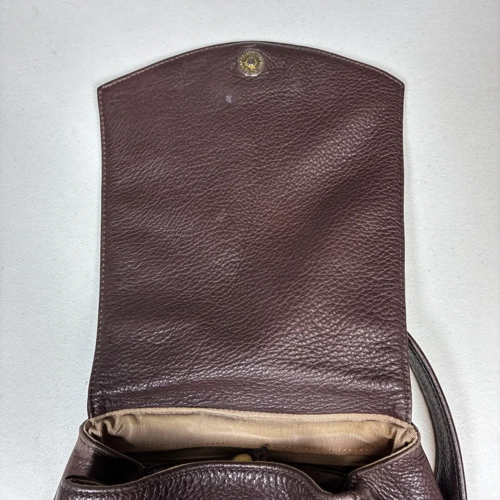 Vintage Libaire Pebbled‎ Brown Leather Backpack Adjsutable Flap Y2K Soft 10x14